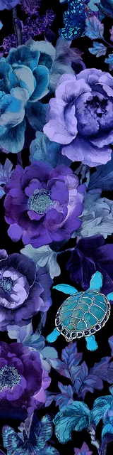 Free turtle bookmark featuring turtles on dark blue and purple